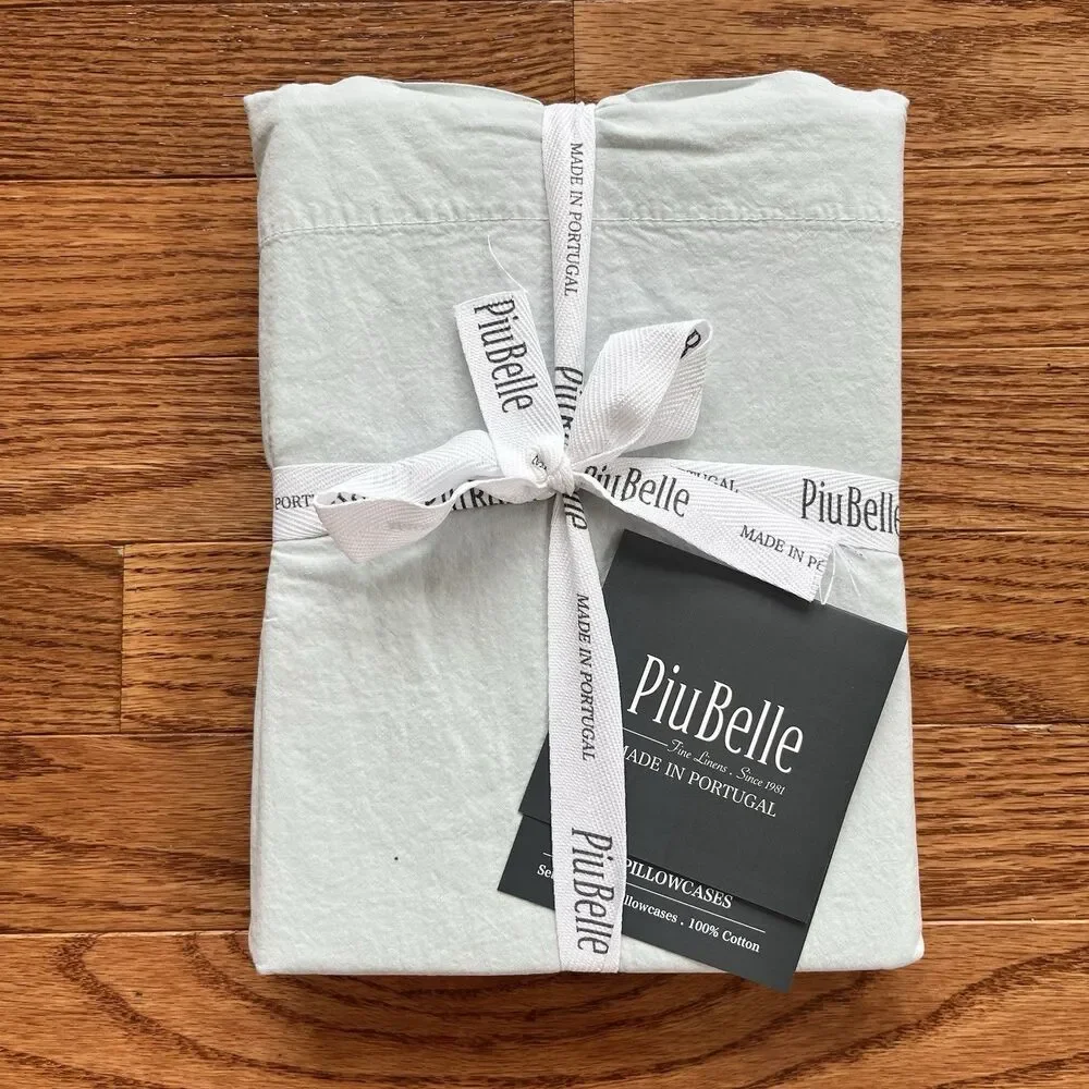PiuBelle Portugal Gray Cotton Percale Pillowcases Set of 2 Standard Piu Belle